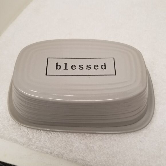 The Pottery People butter dish Blessed dishwasher safe micro safe 7.5" X 2"high - Picture 13 of 16